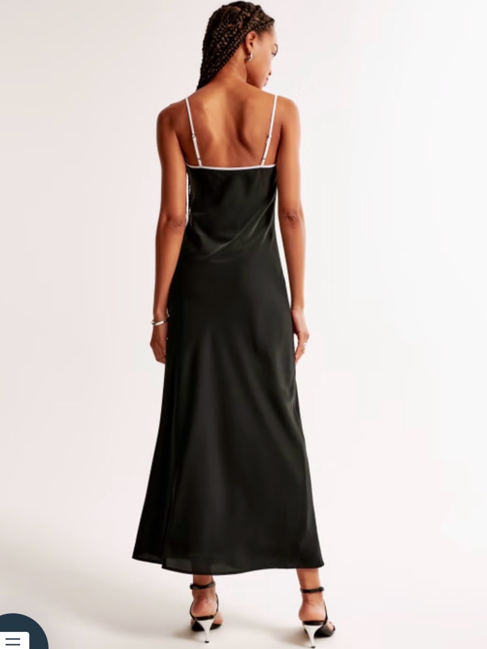 Abercrombie & Fitch Black Slip Maxi Dress with White Trim Small NWT - Picture 4 of 7